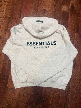 Essentials Fear of God Hoodie in Light Gray with Black Logo